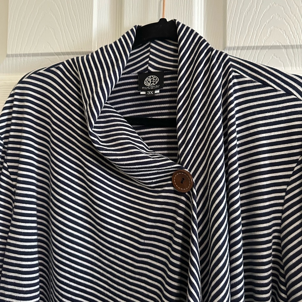 Bobeau Women’s Striped 1 Button Soft Cardigan Size: 3X - Picture 2 of 4